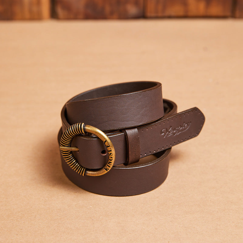 Kingsley Heath Studded Pin Punch Belt Buffalo/Brass