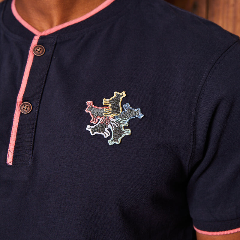 Contrast Tipped Badge Henley Midnight
